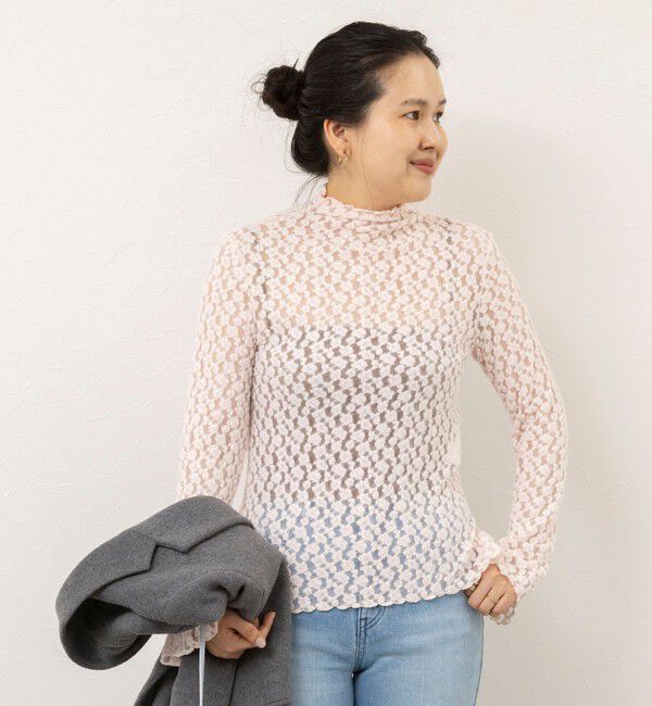 NOLLEY'S sophi「ウォッシャブル起毛ストレッチレースロンT」|Tシャツ・カットソー|