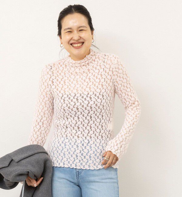 NOLLEY'S sophi「ウォッシャブル起毛ストレッチレースロンT」|Tシャツ・カットソー|