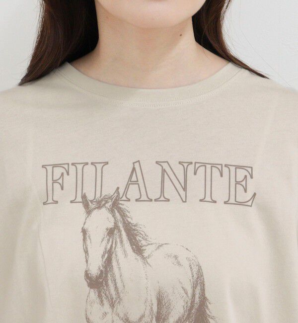 fredy emue「ホースプリント裾ドロストTシャツ」|Tシャツ・カットソー|