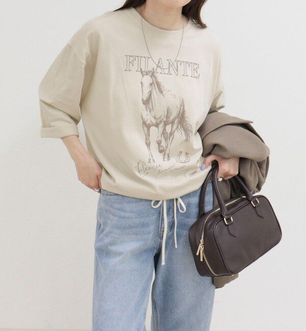 fredy emue「ホースプリント裾ドロストTシャツ」|Tシャツ・カットソー|
