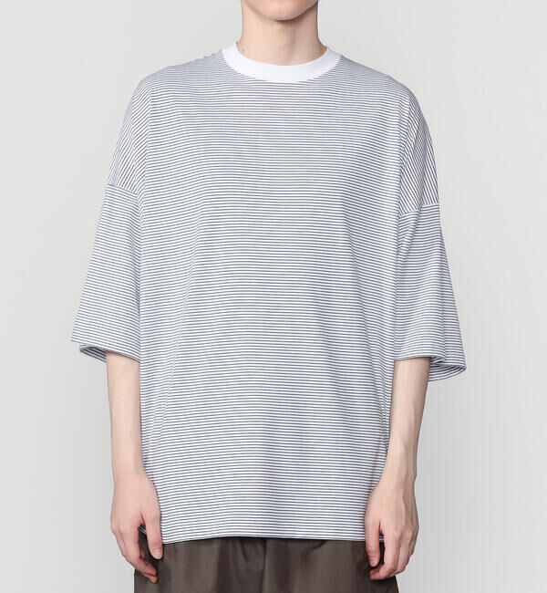 handvaerk「handvaerk | 60/2 ビッグクルーネックTシャツ STRIPE MEN」|Tシャツ・カットソー|