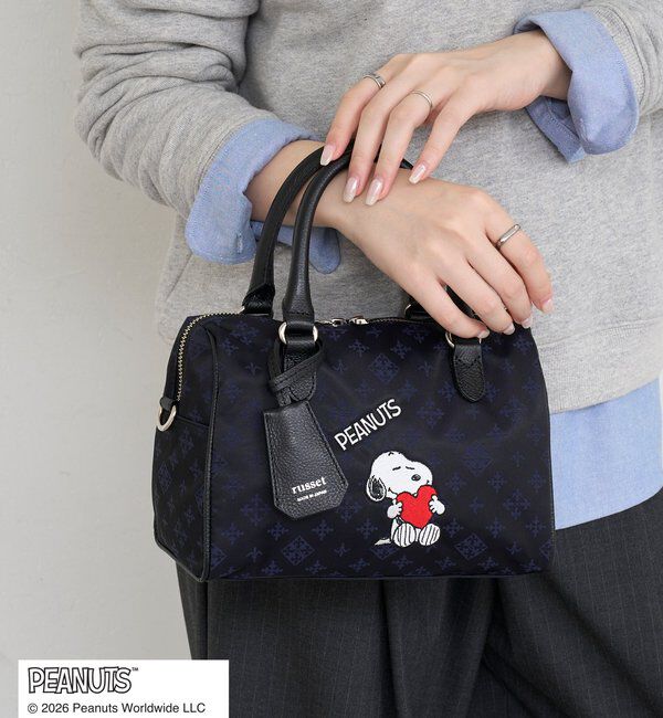  「《PEANUTS&times;russet》ナイロンジャガードミニボストンバッグ」|ボストンバッグ|