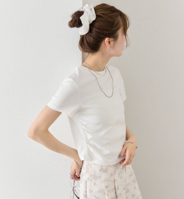  「サイドギャザーチビTシャツ」|Tシャツ・カットソー|