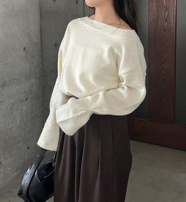  「【もちふわシリーズ】もちふわWOOLボートネックニット」|ニット・セーター|