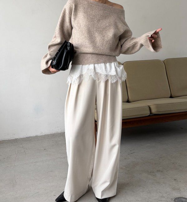  「【もちふわシリーズ】もちふわWOOLボートネックニット」|ニット・セーター|