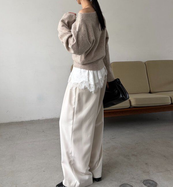  「【もちふわシリーズ】もちふわWOOLボートネックニット」|ニット・セーター|
