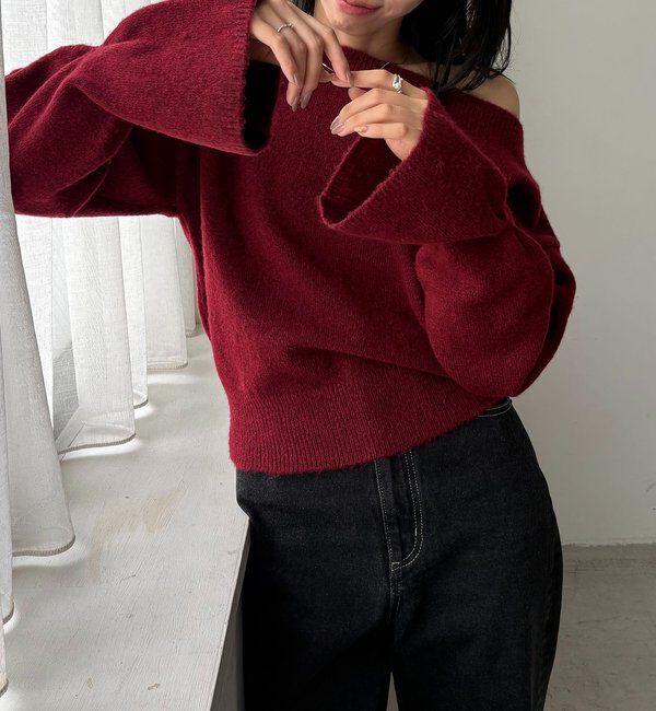 「【もちふわシリーズ】もちふわWOOLボートネックニット」|ニット・セーター|
