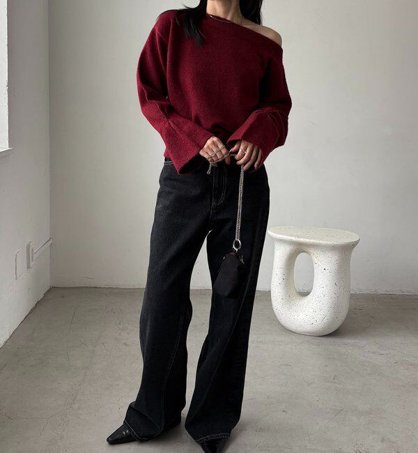  「【もちふわシリーズ】もちふわWOOLボートネックニット」|ニット・セーター|