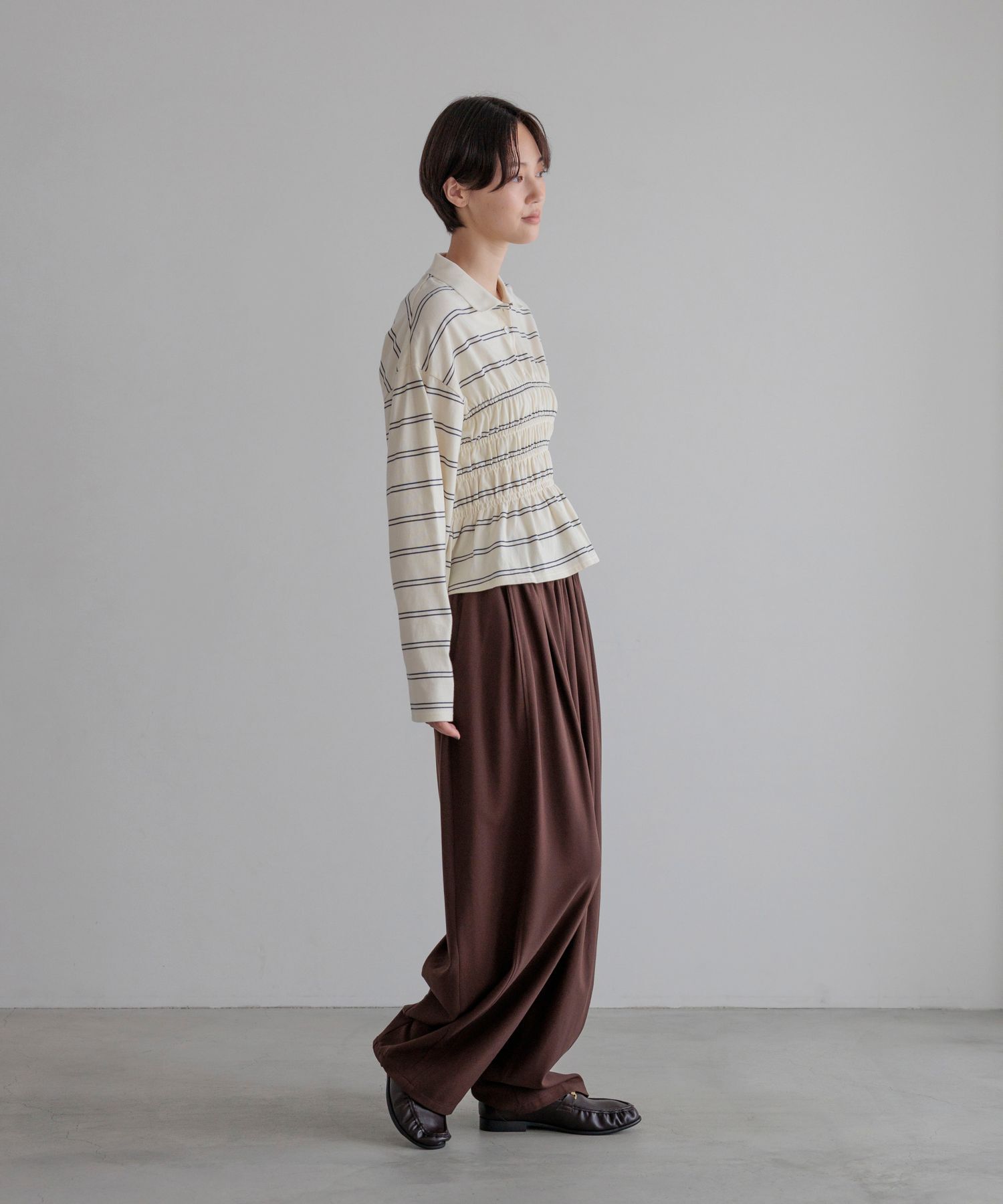 LOWRYS FARM「ギャザーポロLS」|Tシャツ・カットソー|