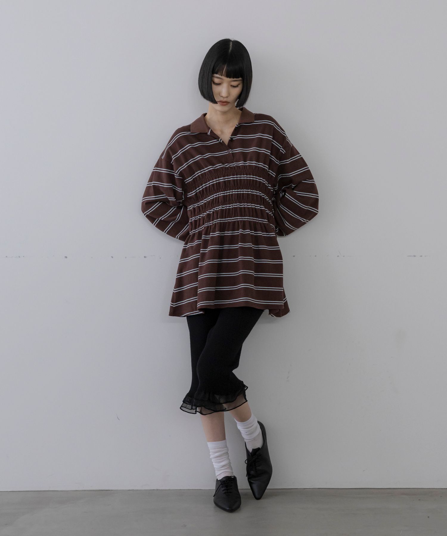 LOWRYS FARM「ギャザーポロLS」|Tシャツ・カットソー|