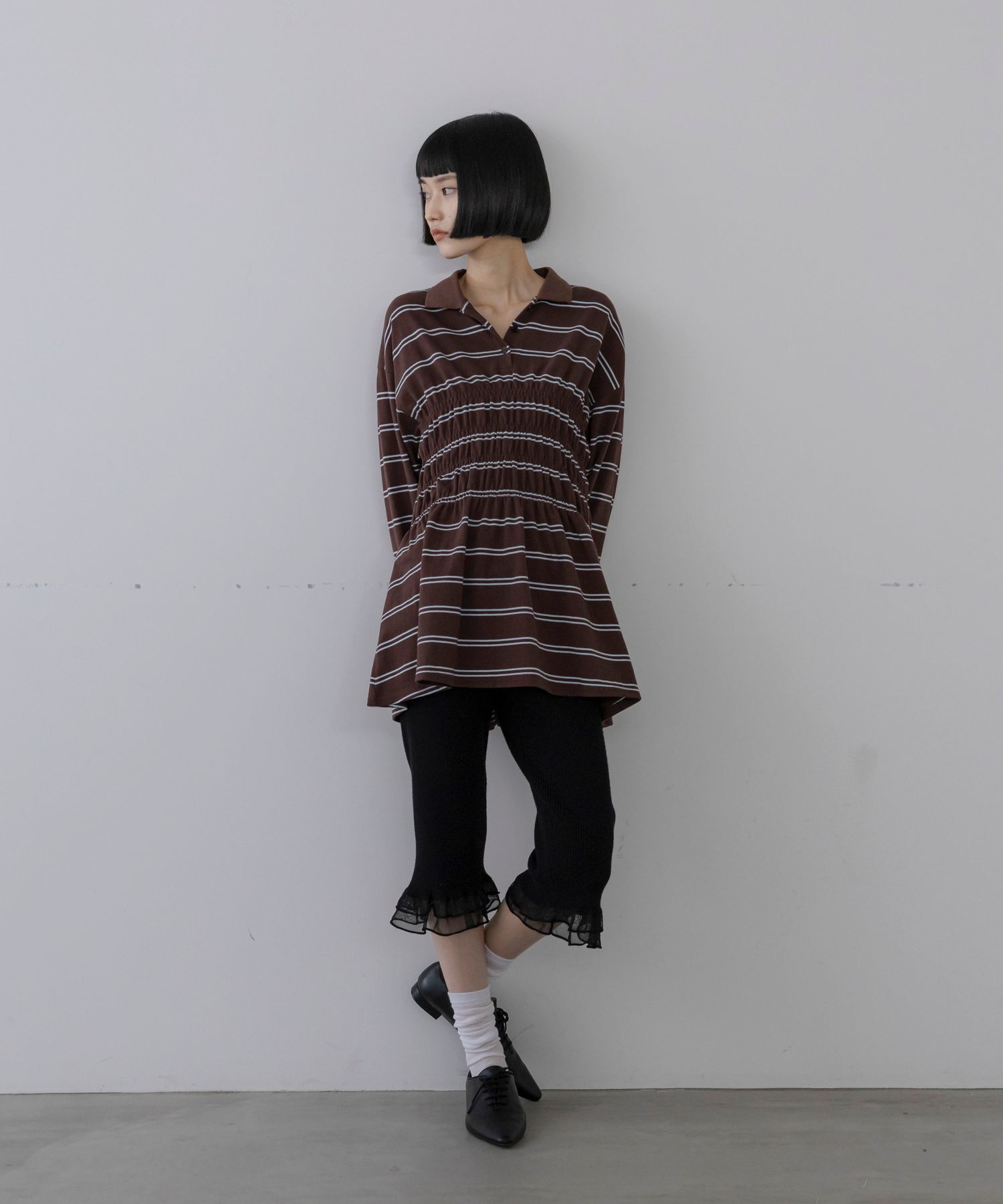 LOWRYS FARM「ギャザーポロLS」|Tシャツ・カットソー|