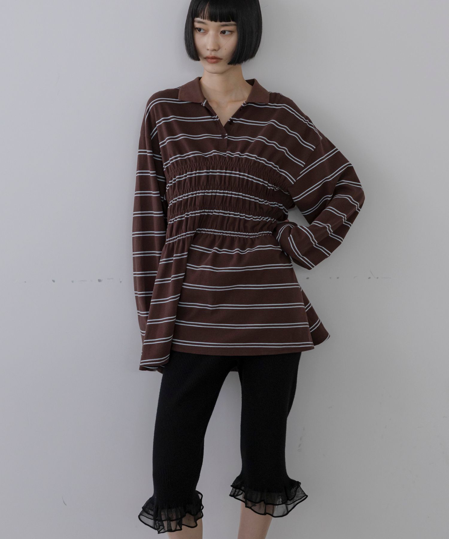 LOWRYS FARM「ギャザーポロLS」|Tシャツ・カットソー|