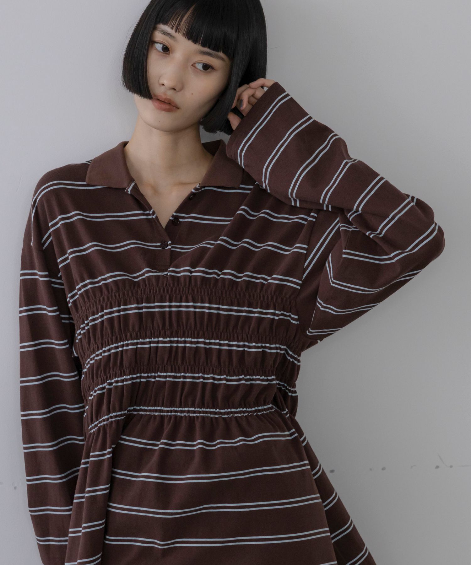 LOWRYS FARM「ギャザーポロLS」|Tシャツ・カットソー|