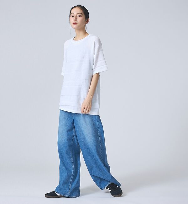 ABAHOUSE「【FORTUNA/フォルトゥナ】EcotecDryKnitボーダーT/エコテック」|ニット・セーター|