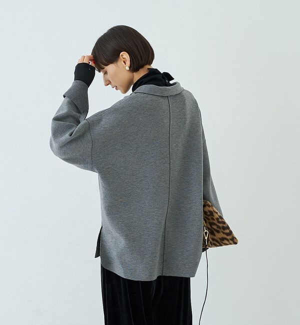 Rouge vif「【セットアップ対応】メランジダンボールプルオーバー / Vネックブラウス」|シャツ・ブラウス|