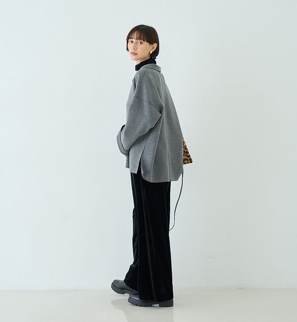 Rouge vif「【セットアップ対応】メランジダンボールプルオーバー / Vネックブラウス」|シャツ・ブラウス|