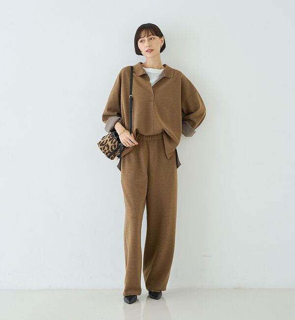 Rouge vif「【セットアップ対応】メランジダンボールプルオーバー / Vネックブラウス」|シャツ・ブラウス|