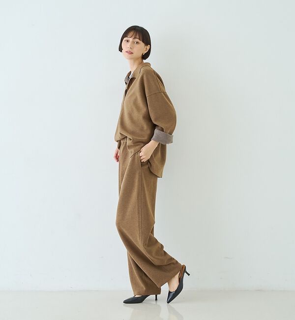 Rouge vif「【セットアップ対応】メランジダンボールプルオーバー / Vネックブラウス」|シャツ・ブラウス|