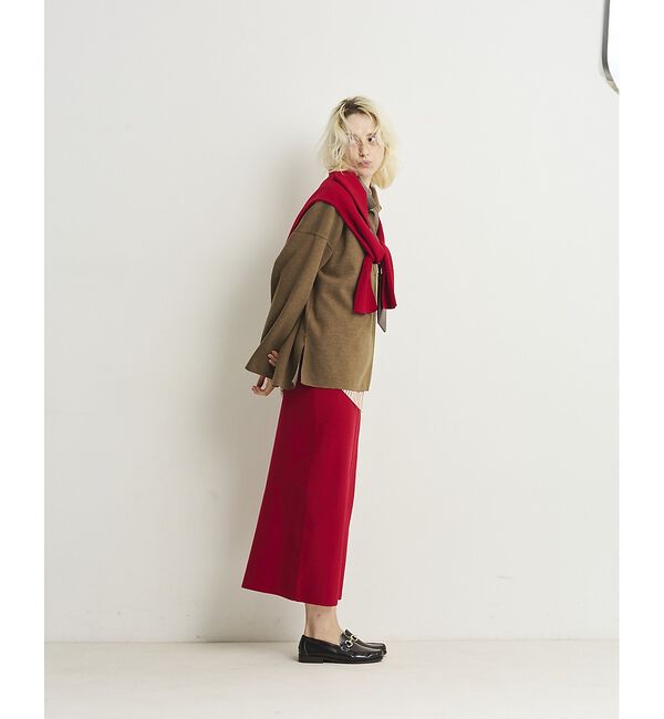 Rouge vif「【セットアップ対応】メランジダンボールプルオーバー / Vネックブラウス」|シャツ・ブラウス|