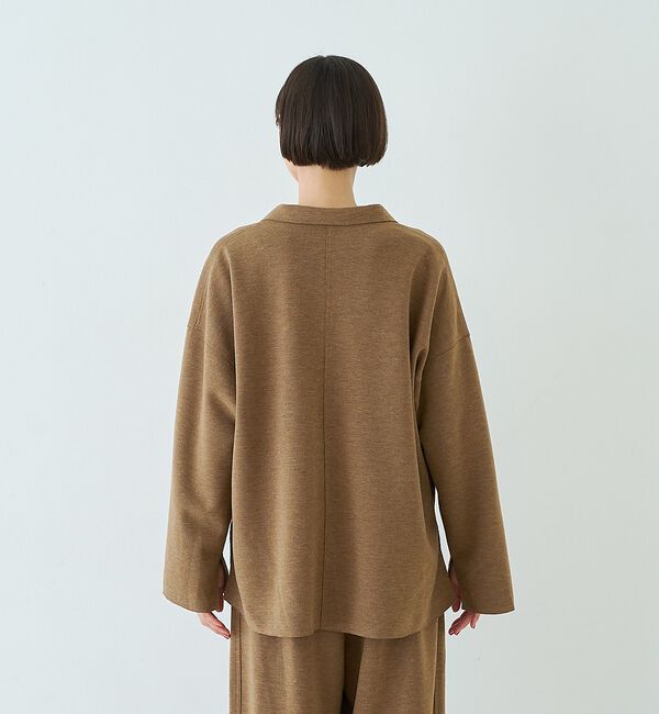 Rouge vif「【セットアップ対応】メランジダンボールプルオーバー / Vネックブラウス」|シャツ・ブラウス|
