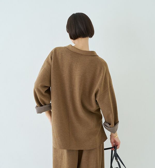 Rouge vif「【セットアップ対応】メランジダンボールプルオーバー / Vネックブラウス」|シャツ・ブラウス|