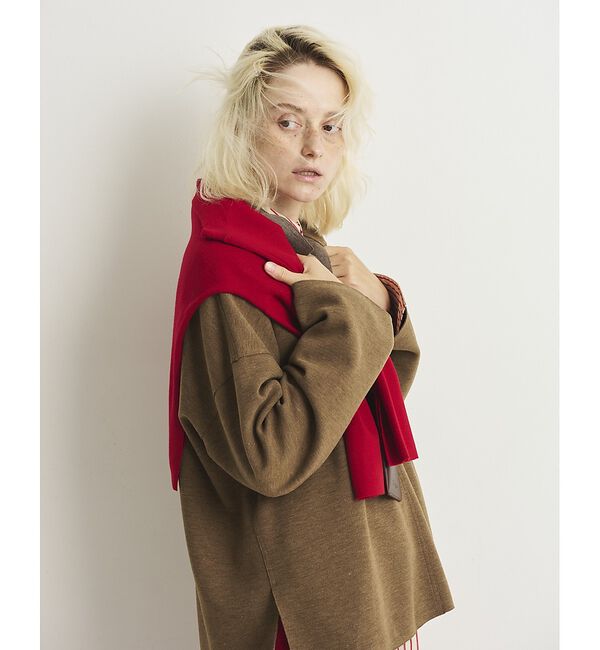 Rouge vif「【セットアップ対応】メランジダンボールプルオーバー / Vネックブラウス」|シャツ・ブラウス|