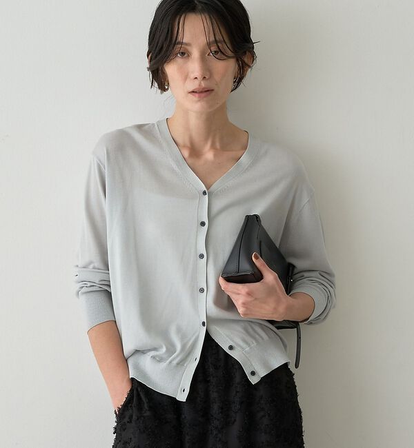 qualite「テンセルウールカシュクールカーディガン」|カーディガン|ライトブルー