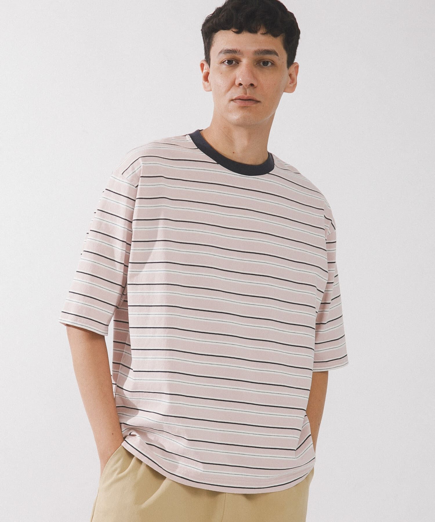 Sonny Label 「マルチボーダーショートスリーブTシャツ」|Tシャツ・カットソー|ピンク系その他