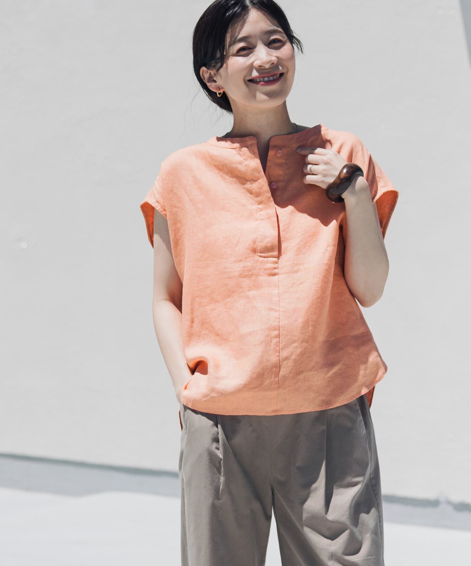 URBAN RESEARCH DOORS「リネンスキッパーフレンチブラウス」|シャツ・ブラウス|