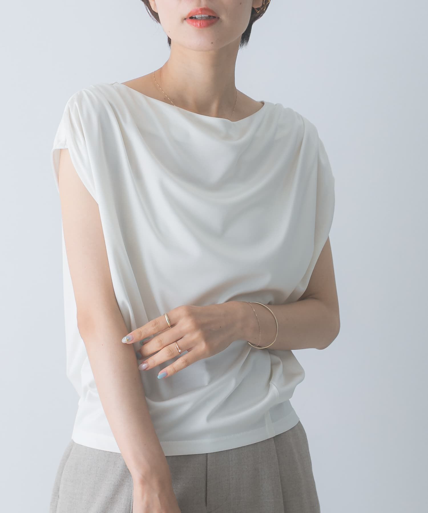 URBAN RESEARCH ROSSO「トリアセ混ドレープネックカットソー」|Tシャツ・カットソー|