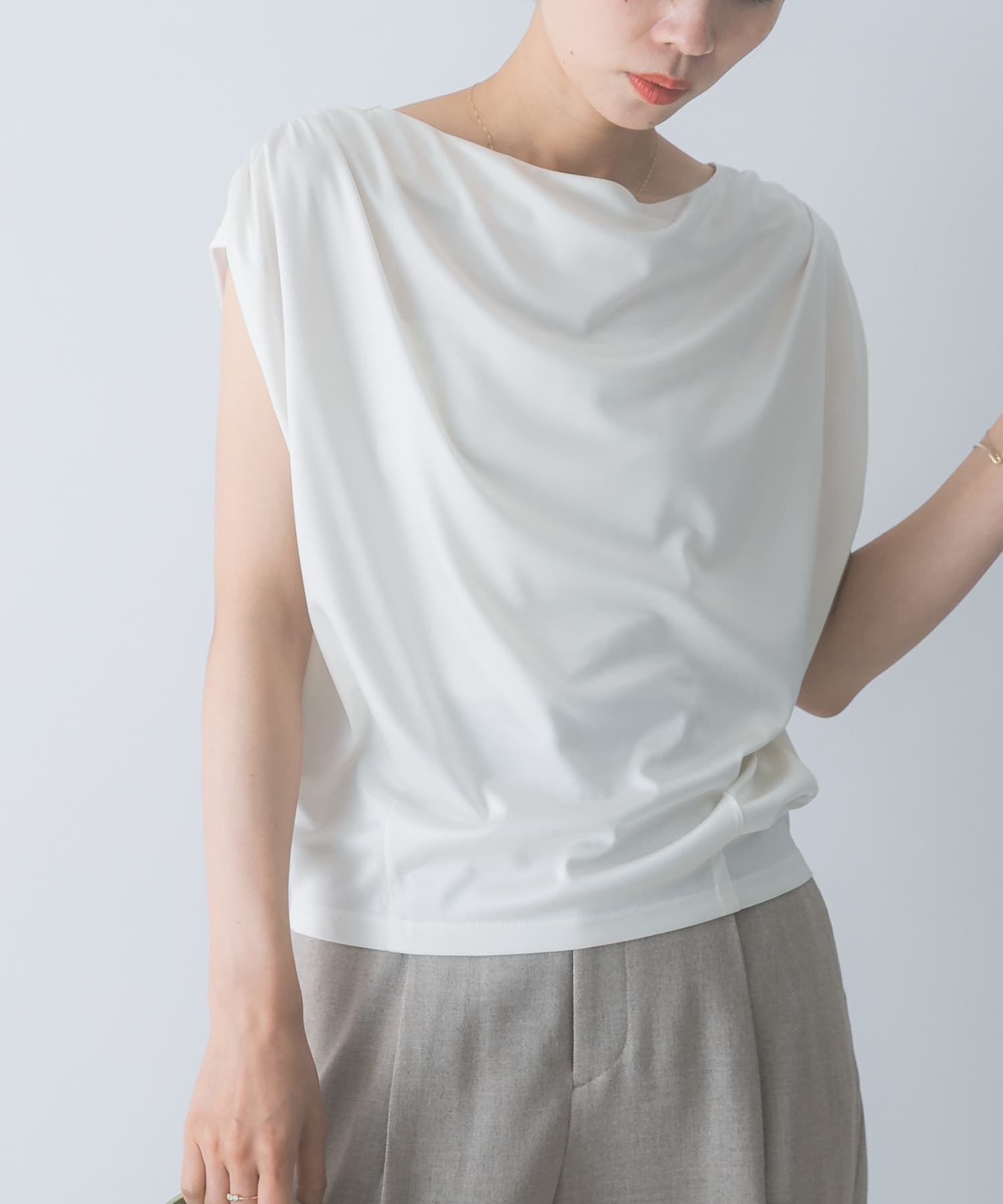 URBAN RESEARCH ROSSO「トリアセ混ドレープネックカットソー」|Tシャツ・カットソー|