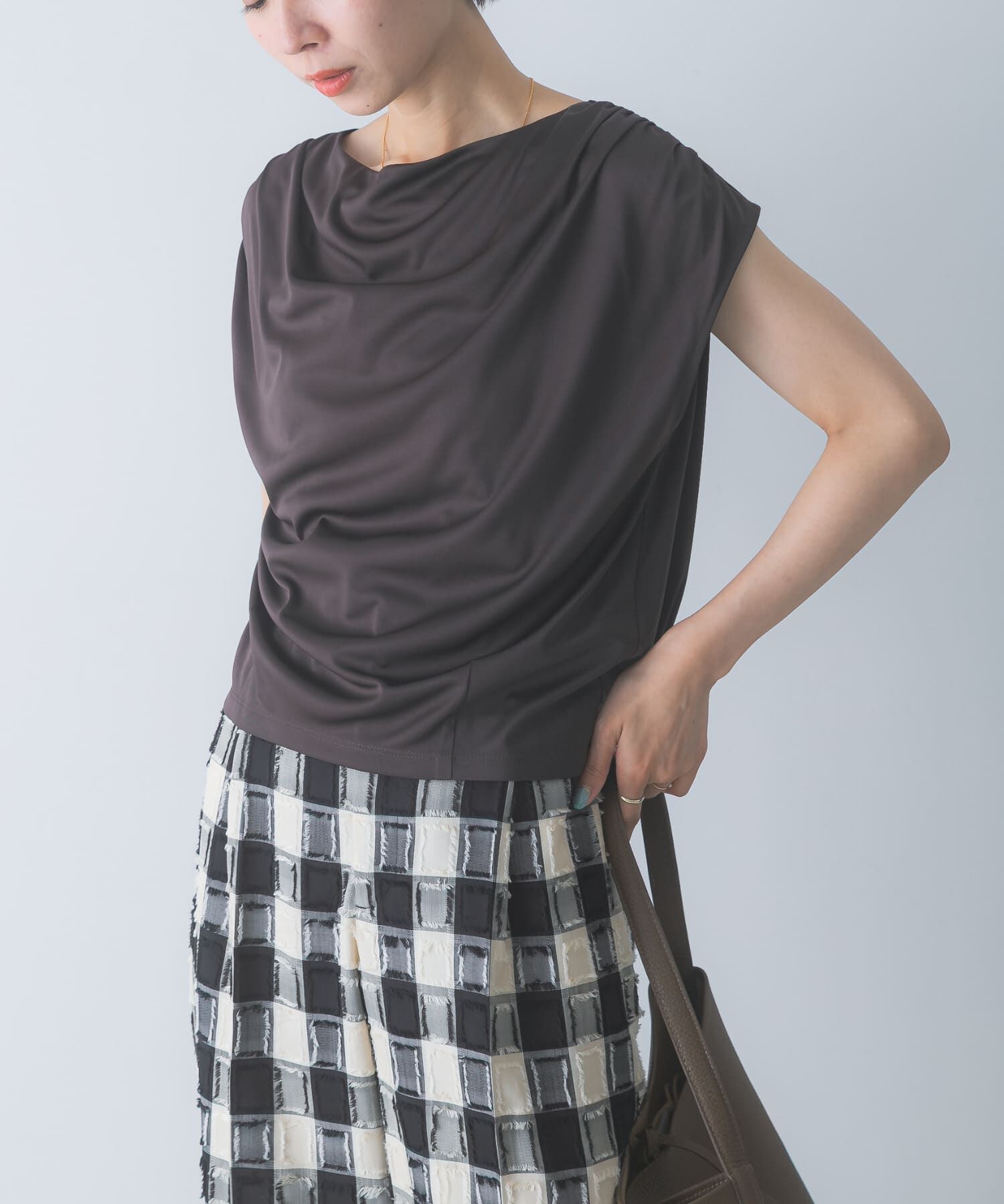 URBAN RESEARCH ROSSO「トリアセ混ドレープネックカットソー」|Tシャツ・カットソー|