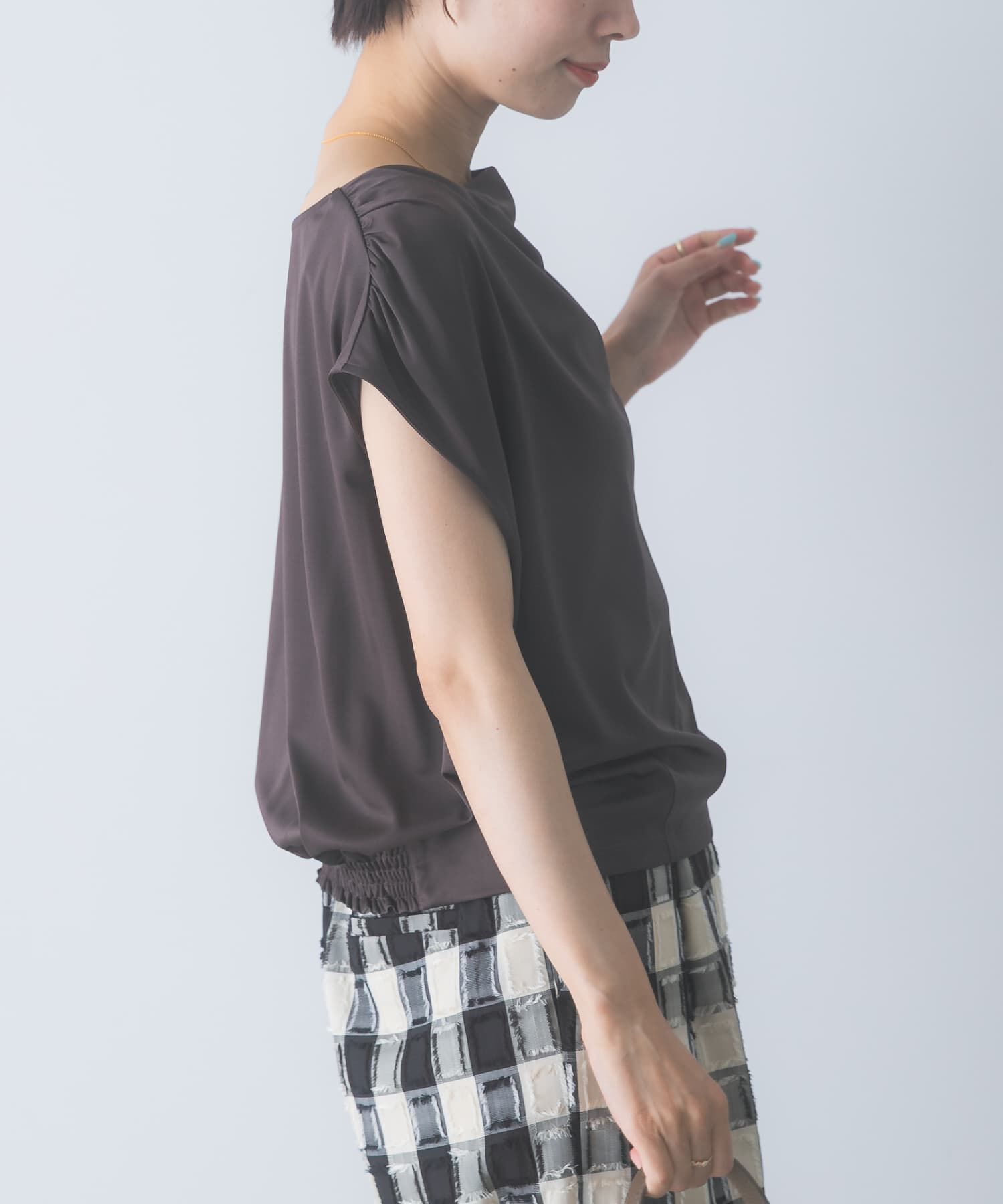 URBAN RESEARCH ROSSO「トリアセ混ドレープネックカットソー」|Tシャツ・カットソー|