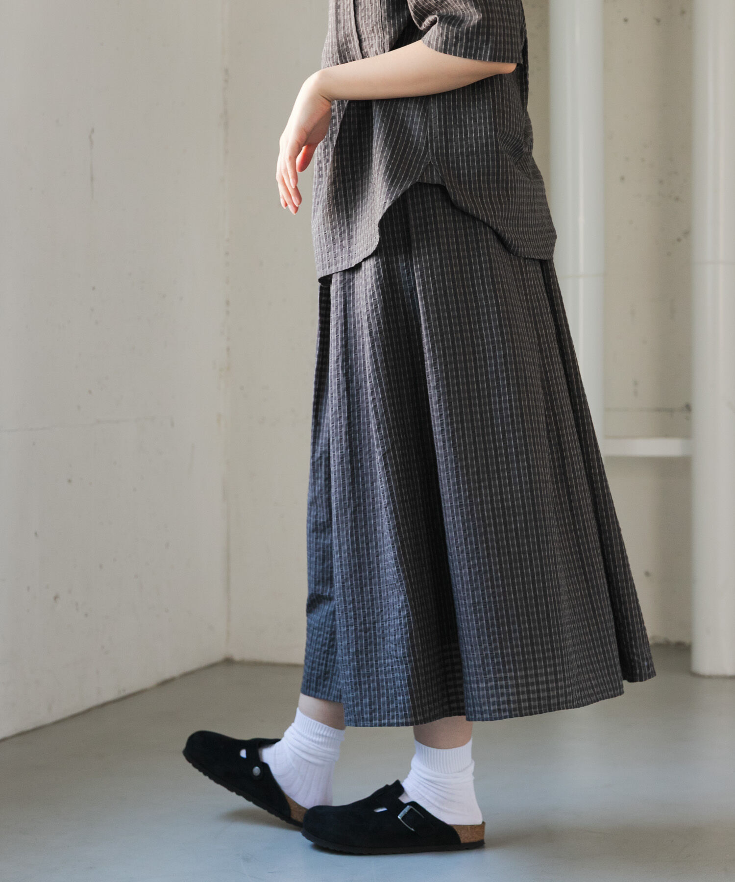 URBAN RESEARCH DOORS「FORK&SPOON　シャドウチェックフレアスカート」|スカート|