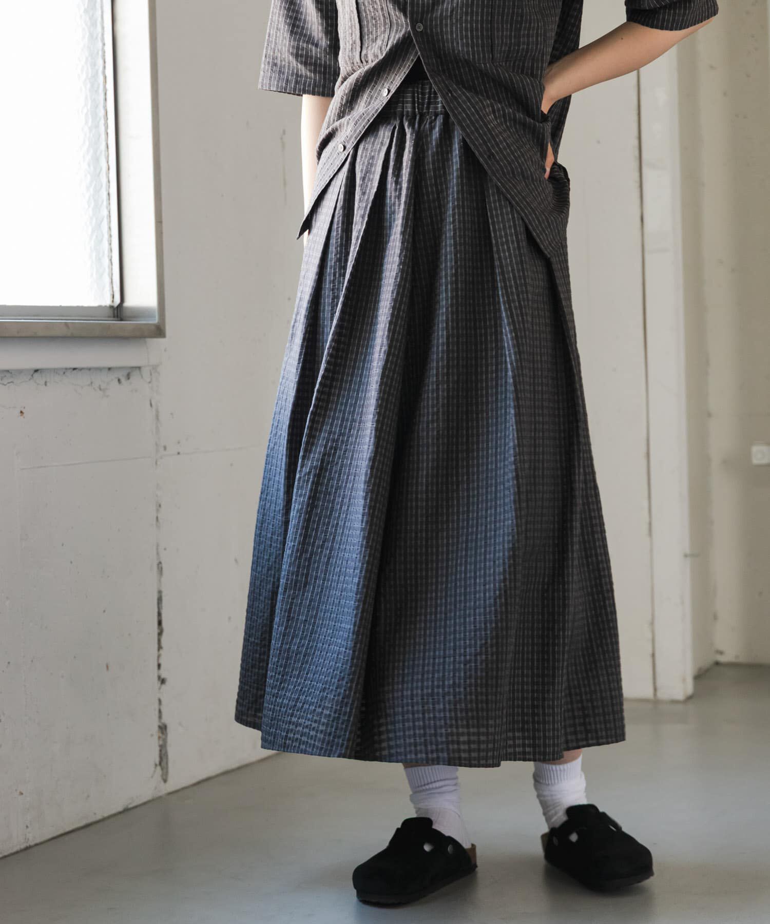 URBAN RESEARCH DOORS「FORK&SPOON　シャドウチェックフレアスカート」|スカート|