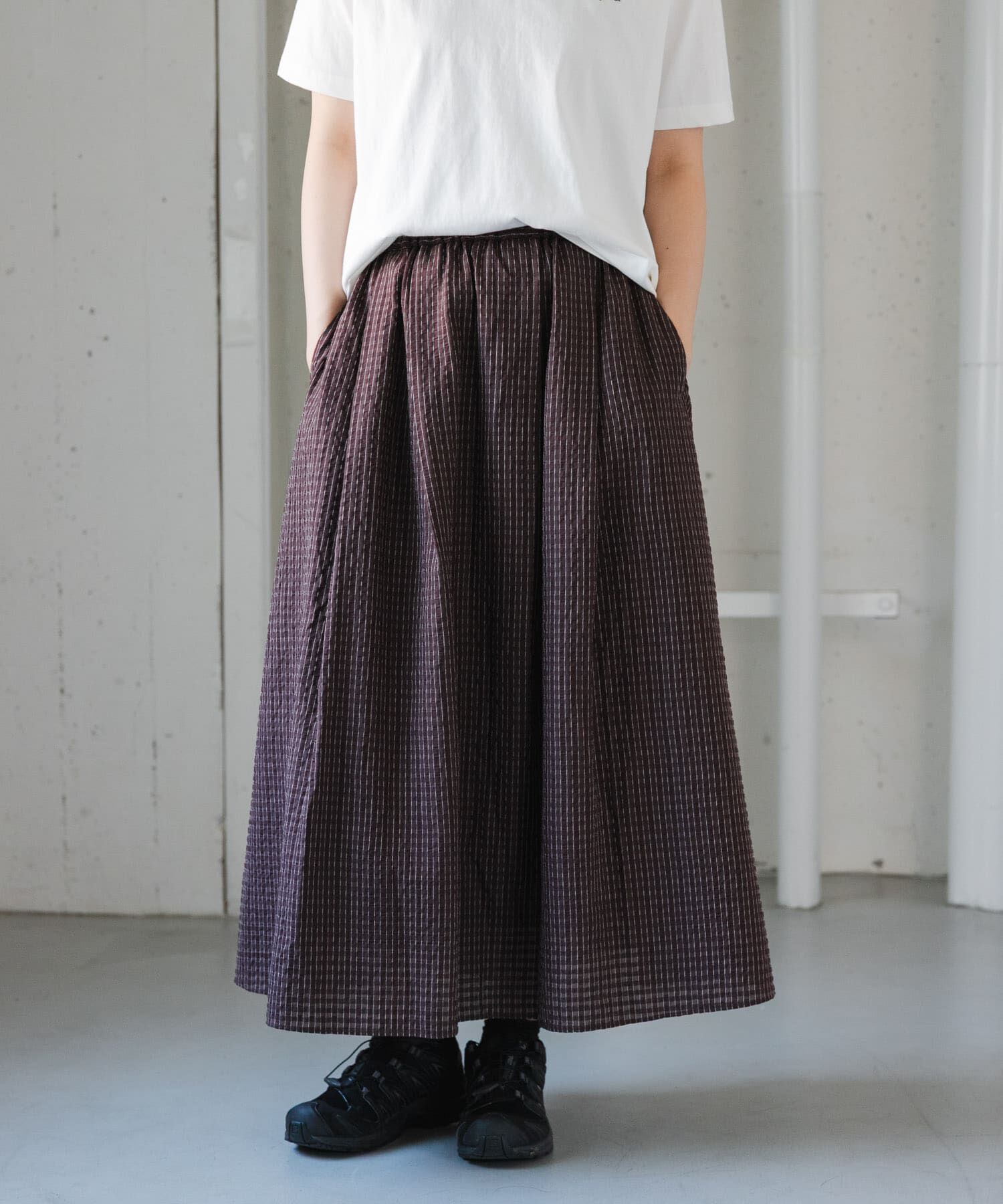 URBAN RESEARCH DOORS「FORK&SPOON　シャドウチェックフレアスカート」|スカート|