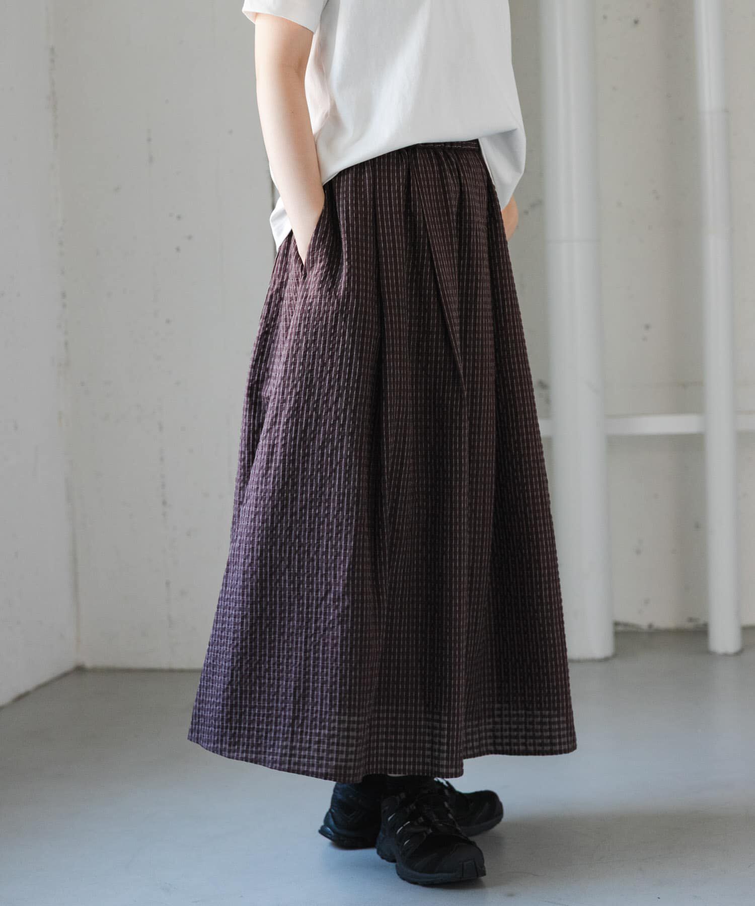 URBAN RESEARCH DOORS「FORK&SPOON　シャドウチェックフレアスカート」|スカート|