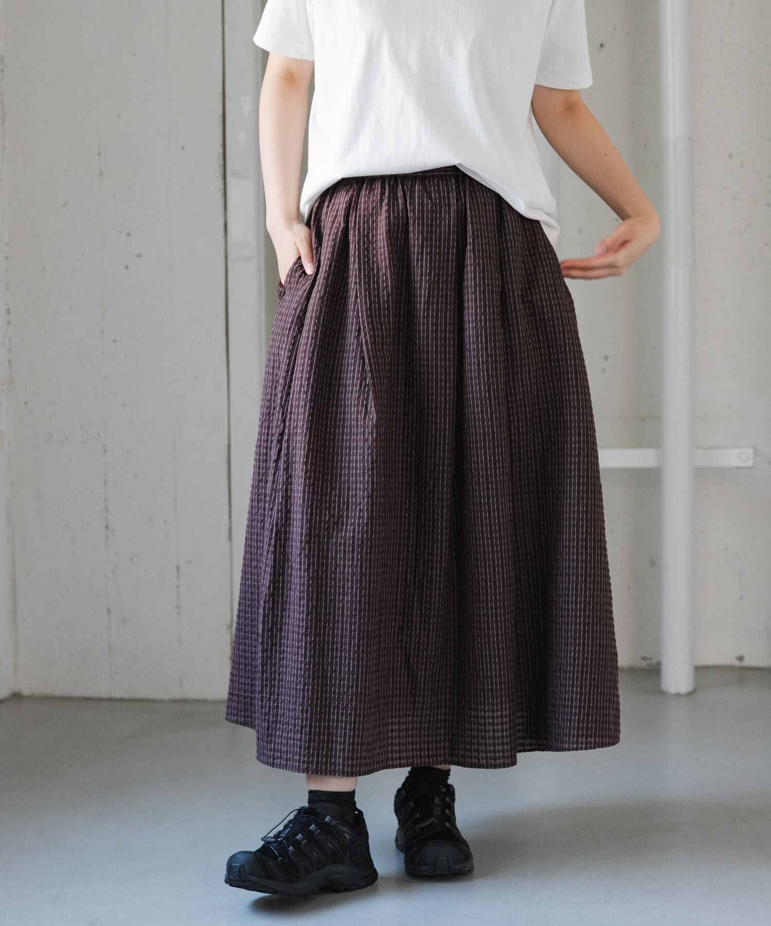URBAN RESEARCH DOORS「FORK&SPOON　シャドウチェックフレアスカート」|スカート|