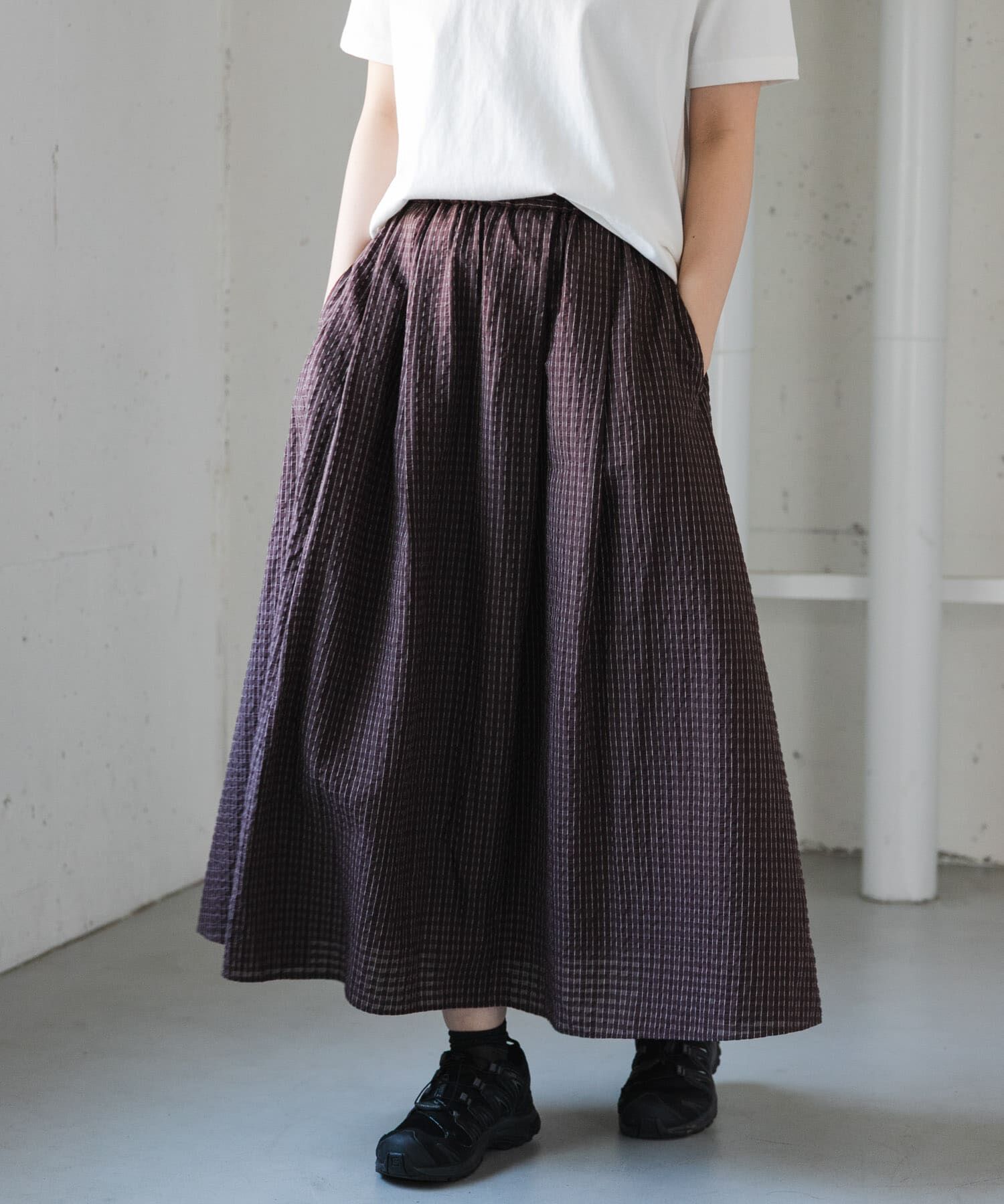 URBAN RESEARCH DOORS「FORK&SPOON　シャドウチェックフレアスカート」|スカート|