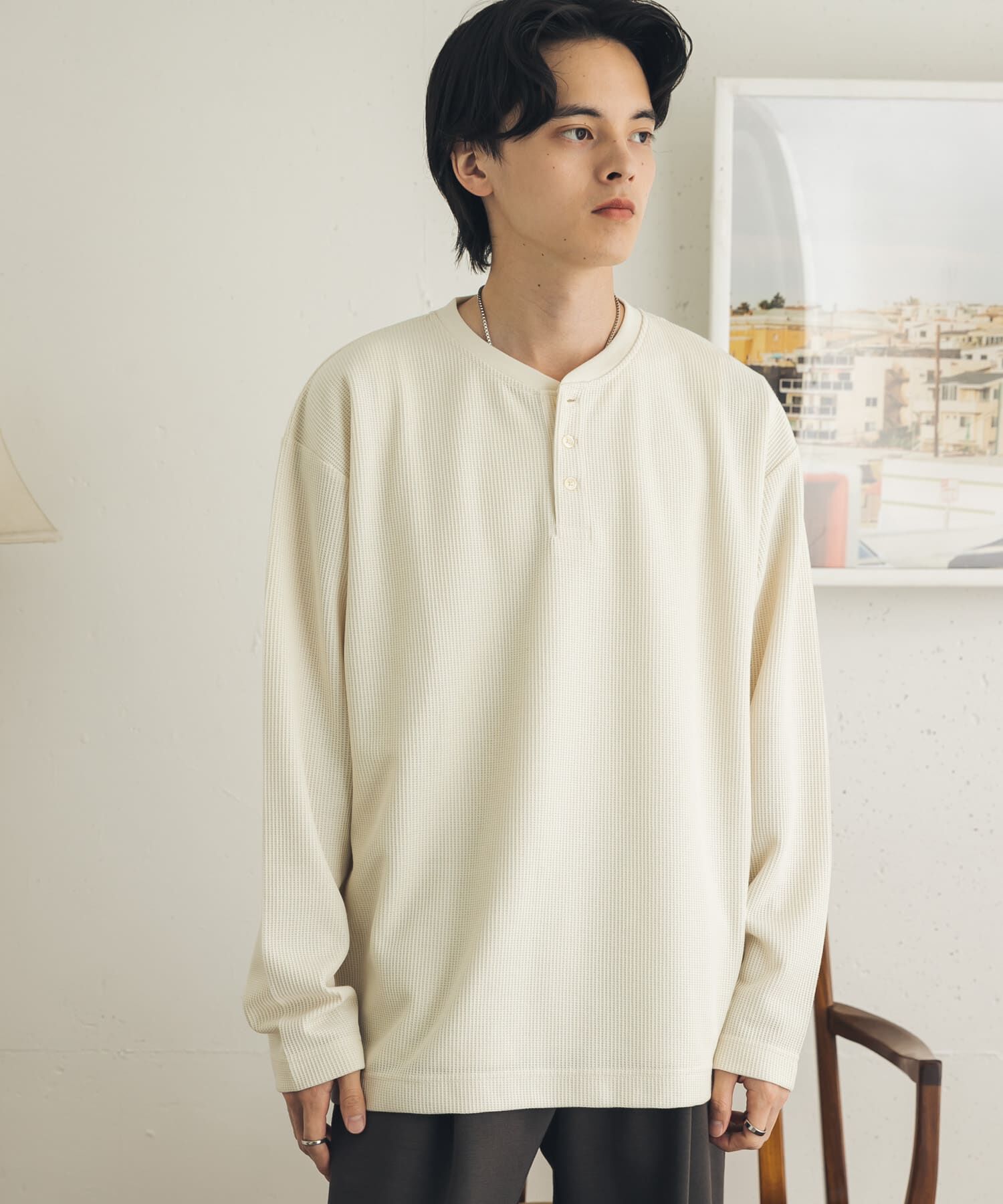 SENSE OF PLACE by URBAN RESEARCH「ワッフルヘンリーネックロングTシャツ」|Tシャツ・カットソー|