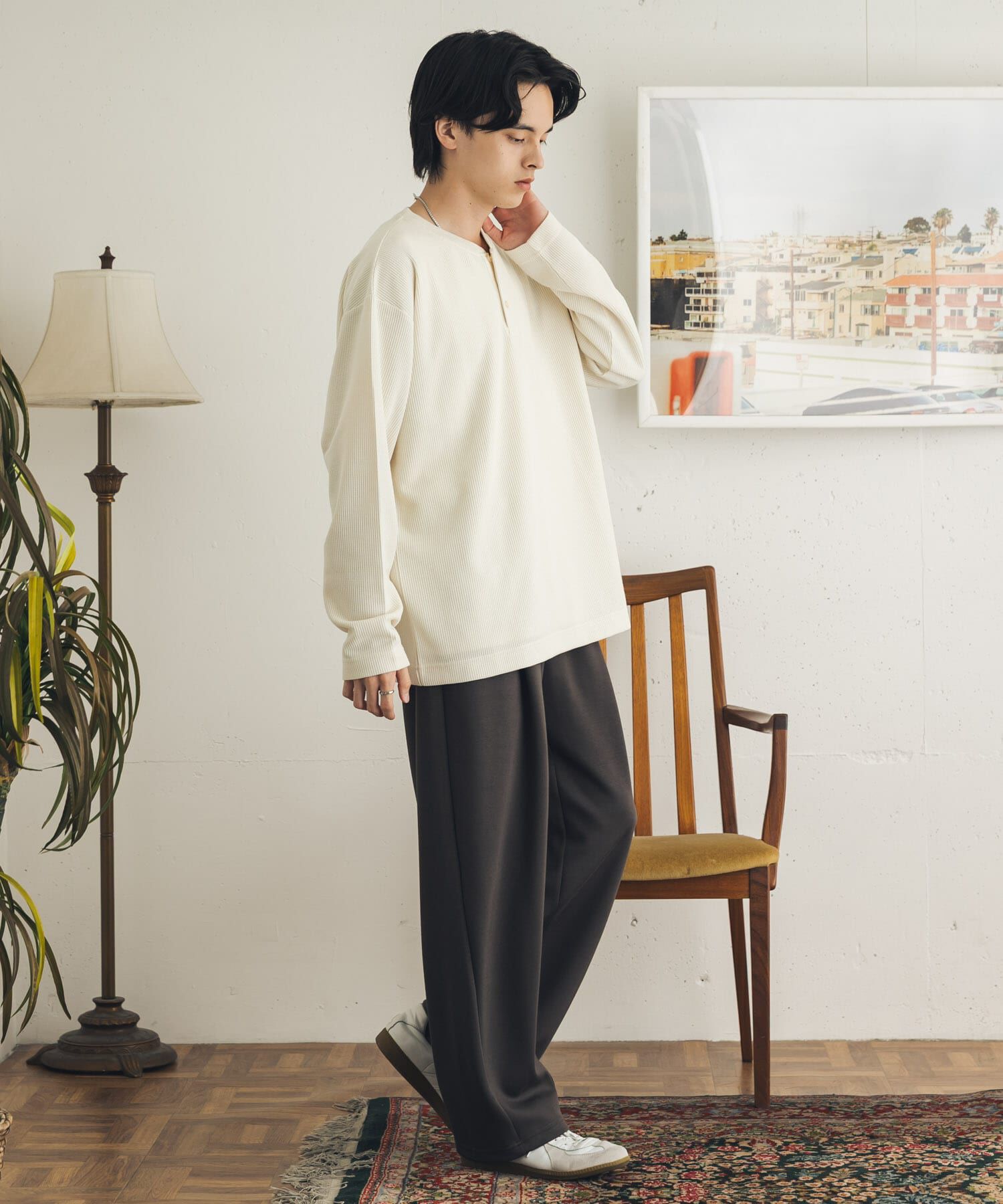 SENSE OF PLACE by URBAN RESEARCH「ワッフルヘンリーネックロングTシャツ」|Tシャツ・カットソー|