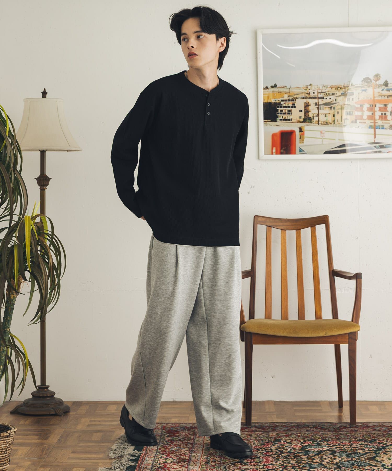 SENSE OF PLACE by URBAN RESEARCH「ワッフルヘンリーネックロングTシャツ」|Tシャツ・カットソー|