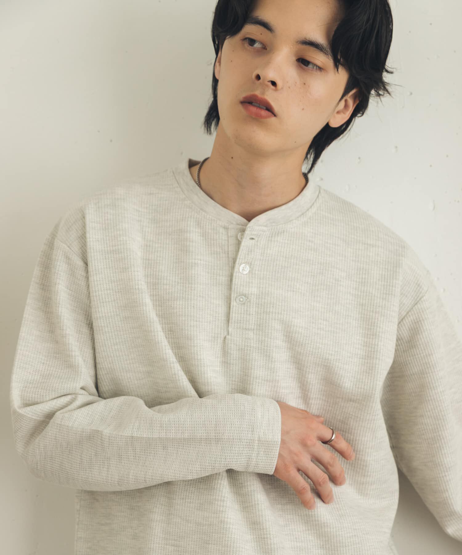 SENSE OF PLACE by URBAN RESEARCH「ワッフルヘンリーネックロングTシャツ」|Tシャツ・カットソー|