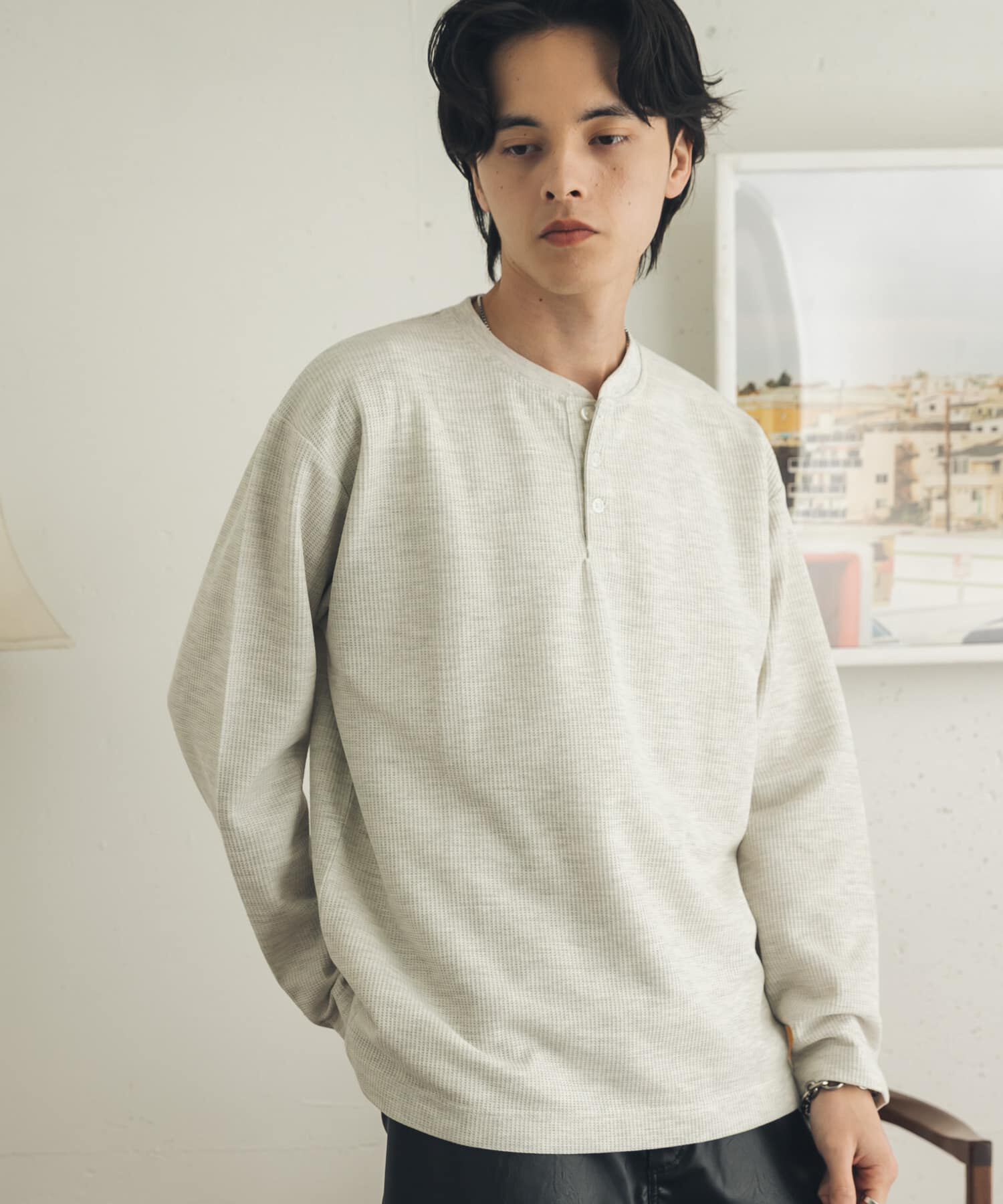 SENSE OF PLACE by URBAN RESEARCH「ワッフルヘンリーネックロングTシャツ」|Tシャツ・カットソー|