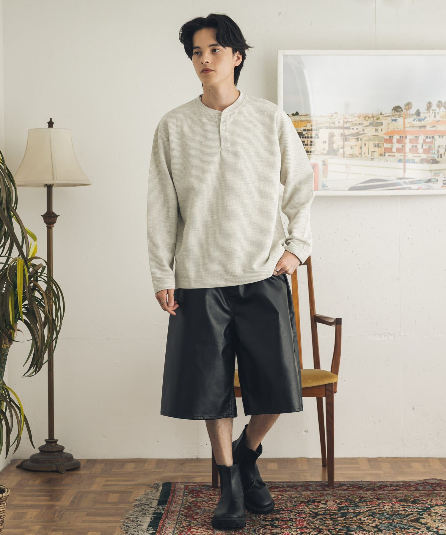 SENSE OF PLACE by URBAN RESEARCH「ワッフルヘンリーネックロングTシャツ」|Tシャツ・カットソー|