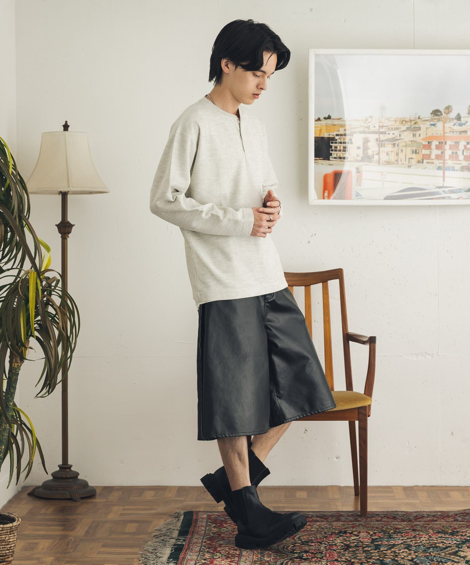 SENSE OF PLACE by URBAN RESEARCH「ワッフルヘンリーネックロングTシャツ」|Tシャツ・カットソー|