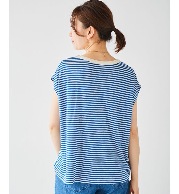 le.coeur blanc「《手洗い可能》麻混ボーダーTシャツ」|Tシャツ・カットソー|