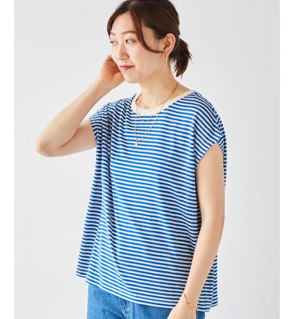le.coeur blanc「《手洗い可能》麻混ボーダーTシャツ」|Tシャツ・カットソー|