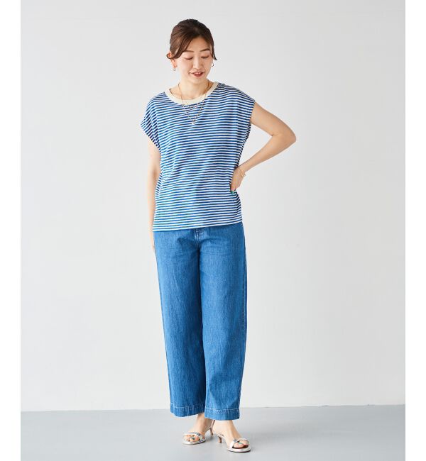 le.coeur blanc「《手洗い可能》麻混ボーダーTシャツ」|Tシャツ・カットソー|