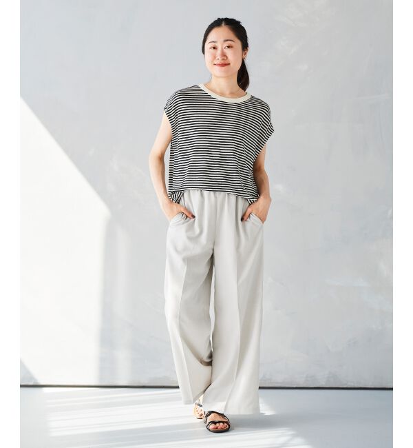 le.coeur blanc「《手洗い可能》麻混ボーダーTシャツ」|Tシャツ・カットソー|